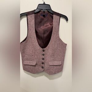 GAP Rich Pink Brown Vest w Satin Fabric Lining